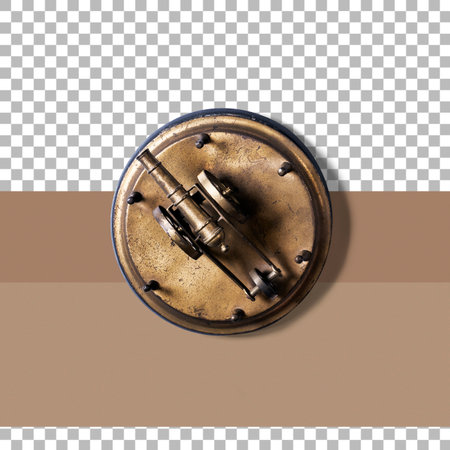 Ancient cannon on wheels isolated close up viewの写真素材