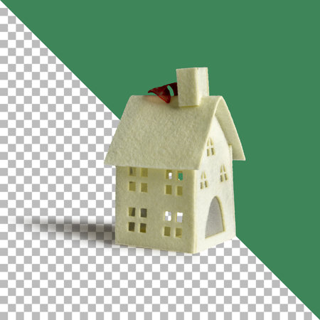 An unique mini house for christmas tree decoration isolatedの写真素材