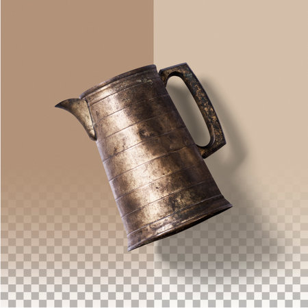 Top up view an antique water jug isolatedの写真素材