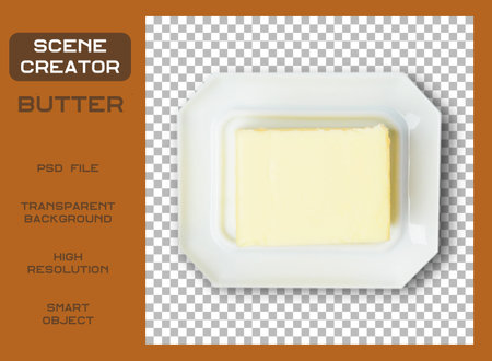High Angle View Of Butter Against transparent Background.の写真素材
