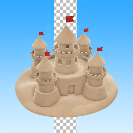 Summer time season concept with sand castle for your element design.の写真素材