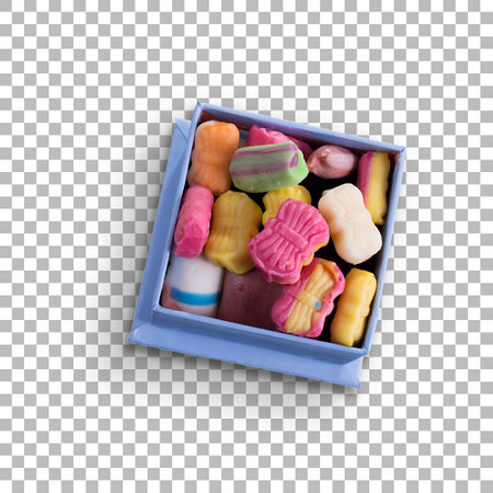 Top up view box with candy suitable for your design asset.の写真素材