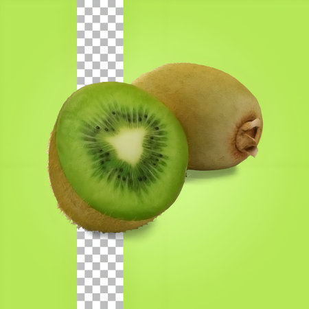 Two kiwi fruits isolated on transparency.の写真素材