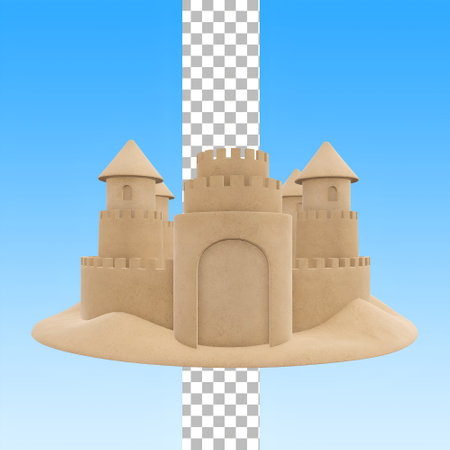 Summer time season concept with sand castle for your element design.の写真素材
