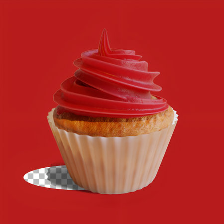 Cupcake with butter cream icing isolated on transparent.の写真素材