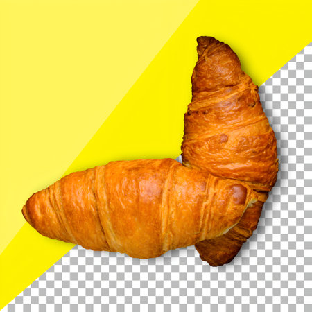 Fresh croissant for morning breakfast isolated on transparent background.の写真素材