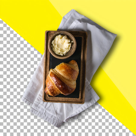 Fresh croissant for morning breakfast isolated on transparent background.の写真素材