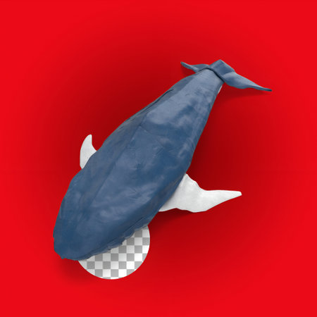 Grey whale paper craft for ocean concept.の写真素材