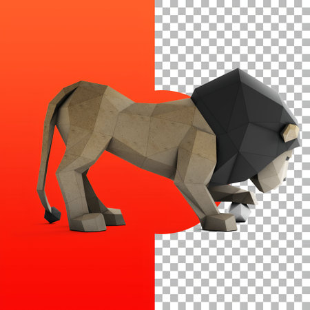 Lion paper craft suitable for your asset design.の写真素材
