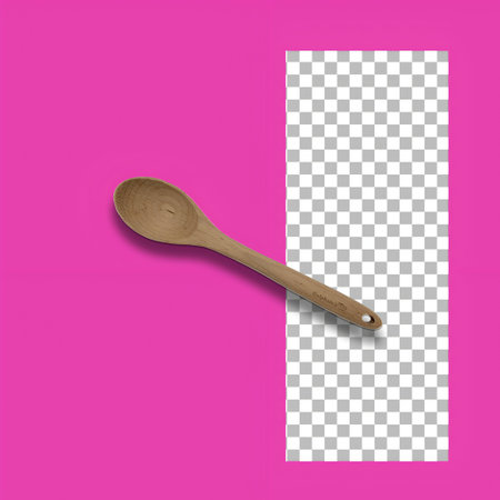Handmade wooden spoon isolatedの写真素材