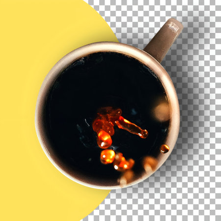 Isolated shot of a cup of black coffee on transparent background.の写真素材