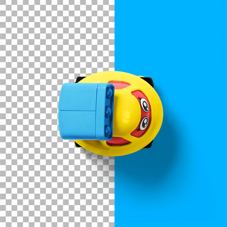 Close up view colorful toy car isolated with transparency.の写真素材
