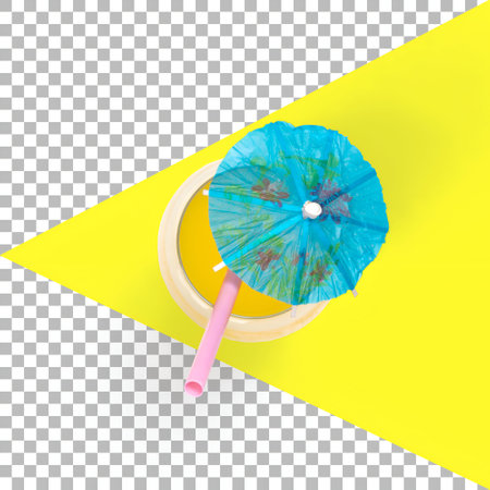 Top up view isolated cocktail with blue umbrellaの写真素材