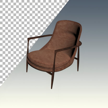Modern cozy chair isolated on transparent background.の写真素材