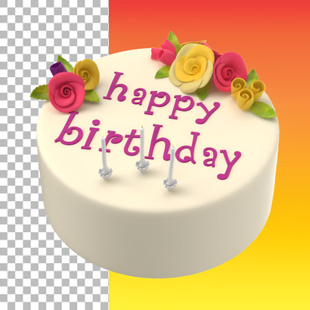 Birthday cake decorated color for your element design.の写真素材