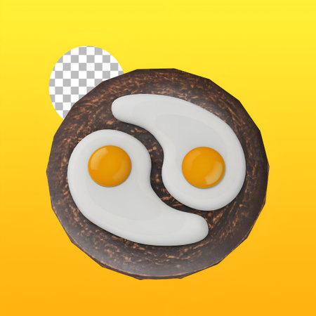 An unique concept of fried egg paper craft fit for your element design.の写真素材