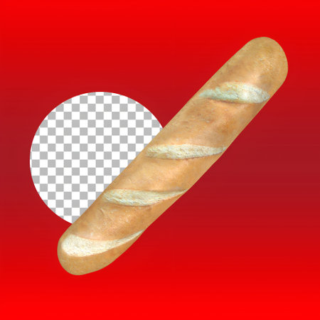 Traditional french baquette isolated on backgroundの写真素材