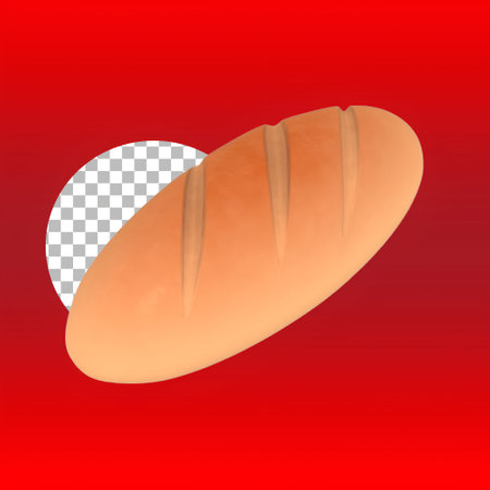 Traditional french baquette isolated on backgroundの写真素材