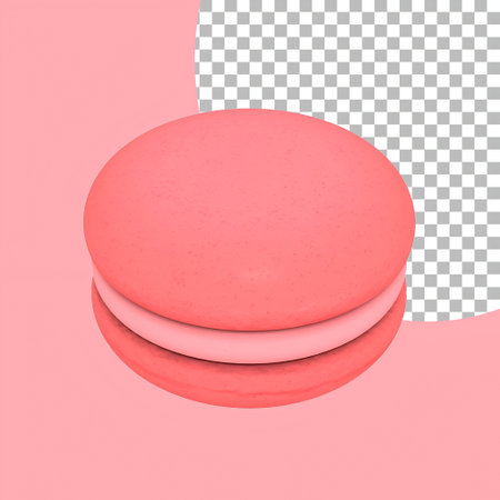 Tasty pink heart shapes macaroons isolated.の写真素材