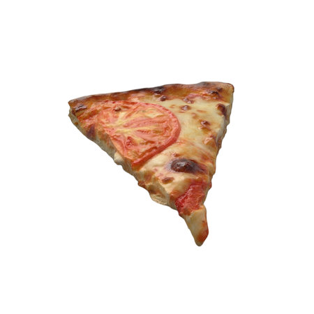 A close-up view of a pizza slice on a transparent background is suitable to complete your design needsの写真素材