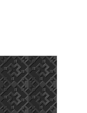 A geometric pattern featuring a series of interlocking shapes in varying shades of black, creating a...