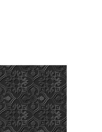 A decorative pattern featuring intricate designs in shades of gray, suitable for backgrounds or...