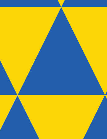geometric abstract pattern with bold blue and yellow triangles