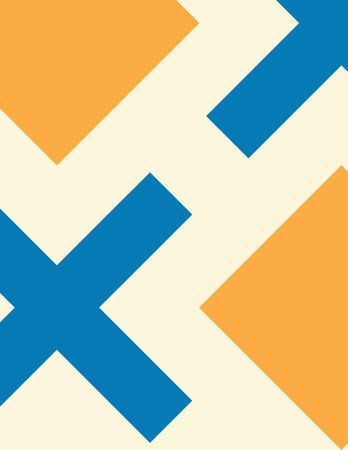 abstract geometric pattern with contrasting orange and blue shapes in modern design