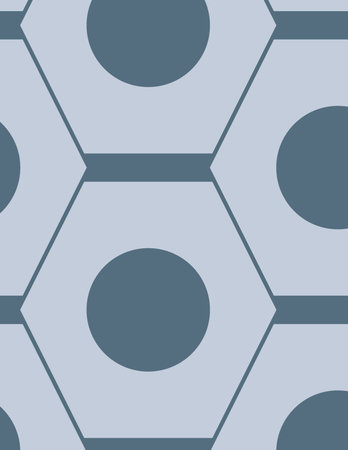 modern abstract geometric pattern with interconnected hexagons and circles in shades of blue