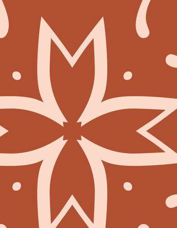 minimalist geometric flower pattern with symmetrical design and earthy tonesのイラスト素材