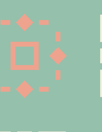 abstract geometric patterns with squares diamonds and lines in pastel green and peach colors minimal...