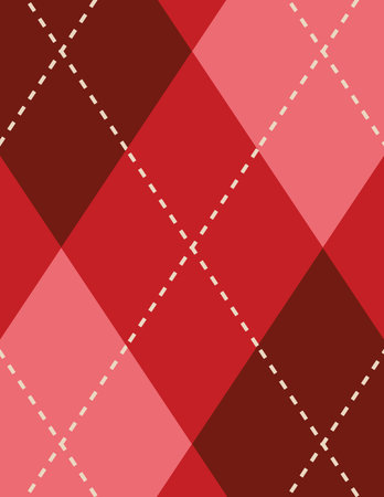 patterns of diamonds and plaid design with contrasting shades of red and pinks