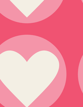adorable pink hearts with white interior and modern design in a repeating pattern