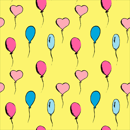 Hand drawn vintage vector set of bright balloons.のイラスト素材
