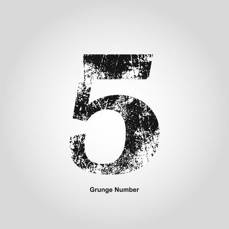 Grunge number Five. Distress damaged object. Vector illustration. Math objectsのイラスト素材