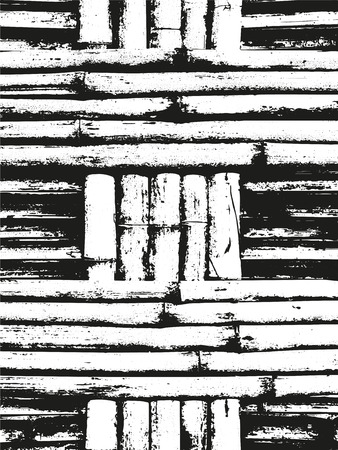 Distressed overlay bamboo weaving texture, grunge vector background.のイラスト素材
