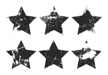 Set of grunge star labels. Retro frames for emblems . Vector vintage distressed stamp.のイラスト素材
