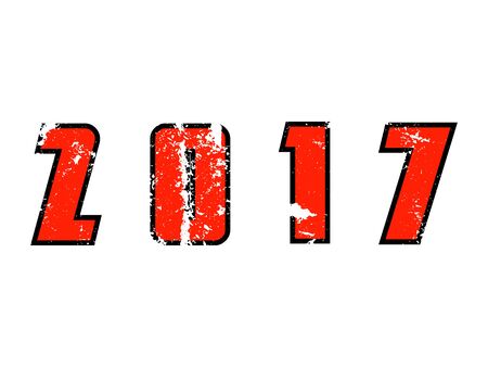 Happy new year 2017 theme. Grunge numbers. Vector element for your design.のイラスト素材
