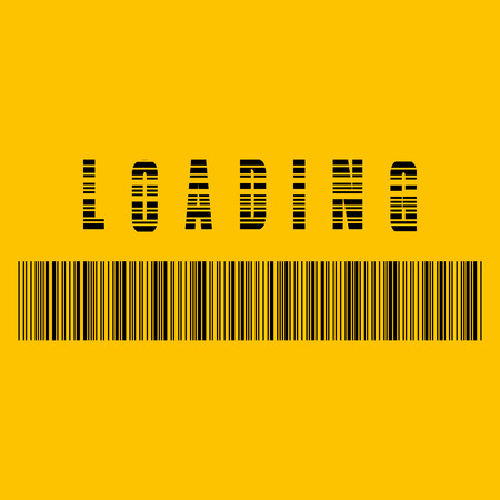 Abstract composition. Loading bar element icon. Creative web design download timer. Users completion indicator. Yellow background, black cluster lines. Uploading speed symbol. Internet page progressのイラスト素材
