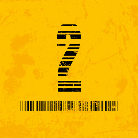 Stylish barcode typeface number two. Stripped letters of barcode scanning. Custom font. Vector illustrationのイラスト素材