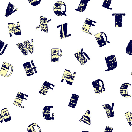 Seamless vintage style pattern, jeans texture grunge letters. wrapping paper patternのイラスト素材