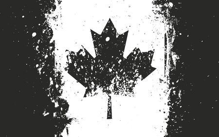 Flag of Canada in grunge style. distressed overlay textureのイラスト素材