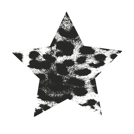 Star with leopard texture. Isolated vector illustrationin grunge star for your icons. Leopard logoのイラスト素材