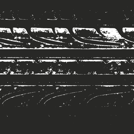 Distressed overlay texture of tire tracks. grunge background. abstract halftone vector illustrationのイラスト素材