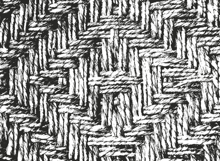 Distressed overlay texture of weaving bamboo, abstract halftone vector illustrationのイラスト素材