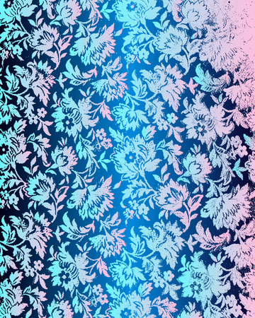 Abstract vector floral gradient background with distressed texture.のイラスト素材