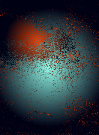 Abstract vector cosmic psychedelic blue and turquoise gradient background. Fractal shiny elements. Particle compounds.のイラスト素材