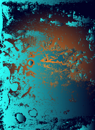 Abstract vector cosmic psychedelic blue and turquoise gradient background. Fractal shiny elements. Particle compounds.のイラスト素材