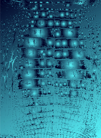 Abstract vector cosmic psychedelic blue and turquoise gradient background. Fractal shiny elements. Particle compounds.のイラスト素材