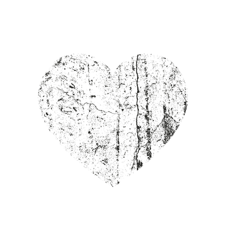 Isolated distress heart with grung texture. Element for greeting card, Valentine s Day, wedding, t-shirt. Creative concept. Vector illustrationのイラスト素材